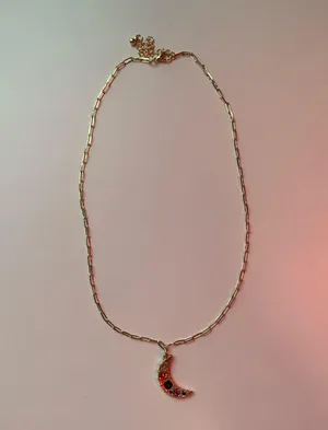 Handmade Gold Moon Necklace Crescent thumbnail 2