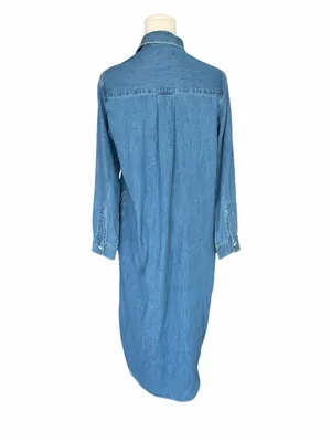 Quince - Distressed Denim Oversized Maxi Shirt Dress Button Front Sz XS thumbnail 5