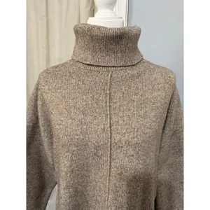 HM Womens Sweater S Oversized Beige Marl Turtleneck Wool‎ Blend Seam Detail thumbnail 3