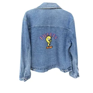 Vintage Looney Tunes Tweety Bird Denim Jacket XL Blue Embroidered Trucker thumbnail 2
