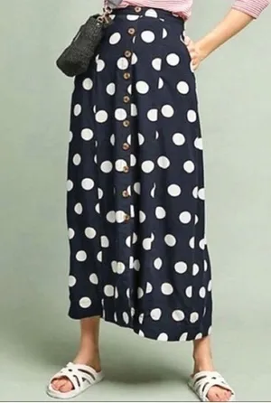 Anthropologie Maeve Claudette polka dot maxi skirt Navy and white dots thumbnail 4