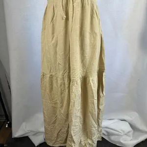 SIM & SAM Tan Linen Blend Tiered Maxi‎ Sundress Tie Front Spaghetti Straps Small thumbnail 6