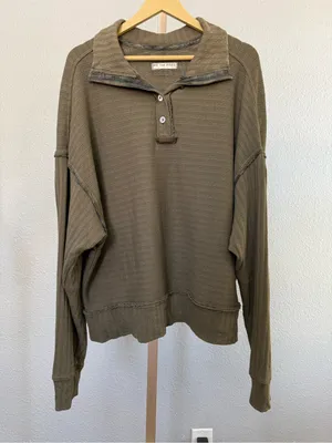 We The Free Camden Henley Sweatshirt Size XL in Laurel Oak Green thumbnail 4