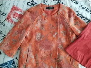 Collection By Harve Benard Women's Orange Tapestry Blazer Jacket Size 4 thumbnail 1