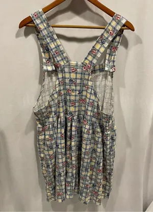 Cute vintage 80’s cottagecore granny floral windowpane jumper skirt mini thumbnail 6