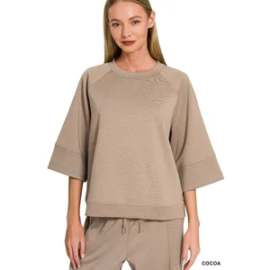 Zenana‎ Scuba 3/4 Sleeve Pullover & Pants Set - Large thumbnail 6