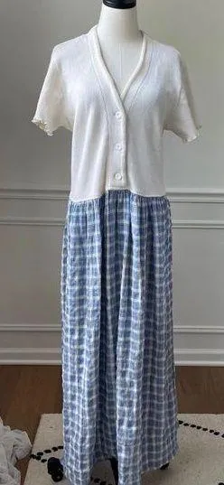 Vintage 80s 90s Barbara Lesser Maxi Dress Cottagecore Thermal Seersucker Cabinco thumbnail 1