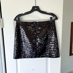 Ceren Ocak Sequin Mini Skirt Party Glam Sparkle‎ Designer Black Size S EUC thumbnail 8