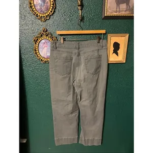 Loft Green Wide Leg Cropped Pants Sz 10 thumbnail 2