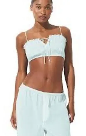 SKIMS Voile Super Cropped Cami Marble White Cotton Tie Front Top XL NWT‎ thumbnail 1