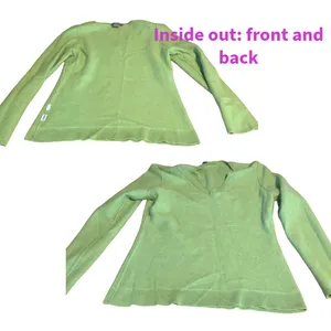 Ann Taylor Green Pure Cashmere Knit Pull Over V-Neck Sweater (L) thumbnail 8