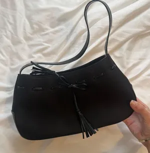 Express Elegant Black Shoulder Bag with Tassel thumbnail 1