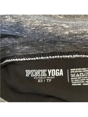Victoria's Secret Black Leggings with Gray Fold-Over Waistband thumbnail 2