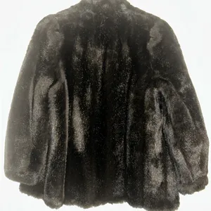 Vintage 60s Sears The Fashion Place Faux Fur Coat Black Satin Lined Mid Length‎ thumbnail 5