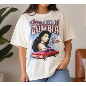 Hot Topic Selena Queen Of Cumbia Graphic T Shirt Womens Size M White Rhinestone Tee‎ Y2K thumbnail 1