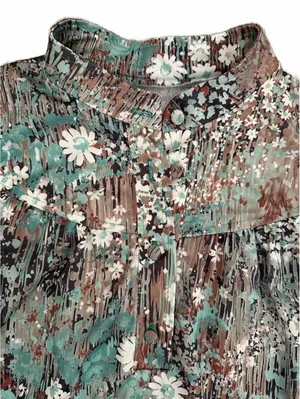 Vintage Floral Dress Size Extra Large XL Cottage Coquette Girl USA Blue Brown thumbnail 6