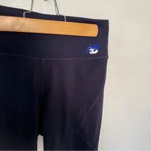 New Balance Women's Athletic Leggings Navy Blue Cropped Mesh Waist Compression thumbnail 4
