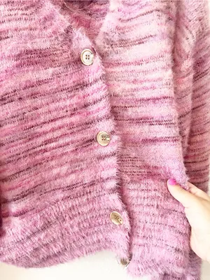 New Free People Movement Large‎ Fuzzy Sweater Cardigan Tank Pink thumbnail 3