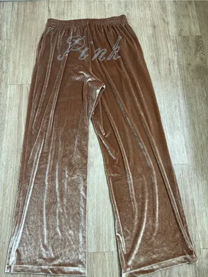 PINK Victoria's Secret Brown Velvet Wide-Leg thumbnail 2