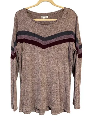 Maurice's 24/7 Striped‎ Chevron Long Sleeve pullover sweater thumbnail 1