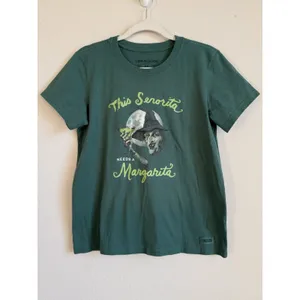 Life is Good Crusher T-Shirt Womens Medium This Senorita Needs A Margarita Green thumbnail 12