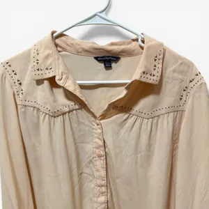 American Eagle Button Down Women‎ XL Peach Excellent Studded Western Long Sleeve thumbnail 3