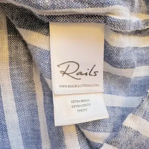 Rails Jasmine Parisian Blue Striped Linen Blend‎ Smocked Mini Dress Womens XS thumbnail 7