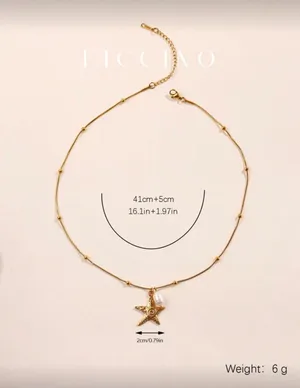 Handmade 18k Gold Plated Starfish & Pearl Necklace thumbnail 3