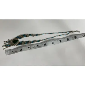 Source Unknown Handmade Glass Bead With Turquoise Collar Necklace Boho Teardrop thumbnail 3