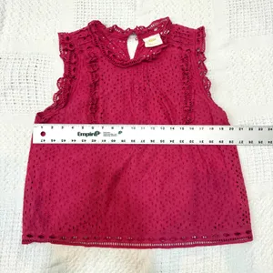 Anthropologie Maeve 14 Tilly eyelet cotton embroidered ruffle lined top TB 3560 thumbnail 3
