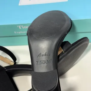 Ankis Women Black Faux Suede Block Heel Ankle Strap Sandals Size 7.5 Open Toe‎ thumbnail 10
