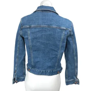 J.Crew Women's Blue Denim Long Sleeve Stretch Button Down Crop Jean Jacket Sz XS thumbnail 2