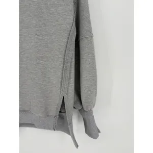 Trendy Queen‎ Oversized Gray Sweatshirt Womens Medium Side Slit Boho Raw Seam thumbnail 9