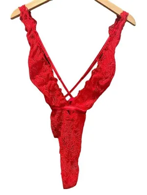 Victorias Secret sexy Lace Teddy Lingerie Red M thumbnail 1