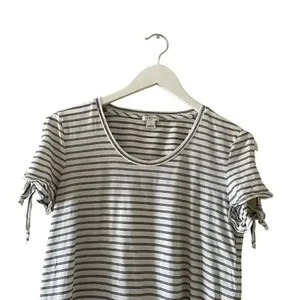 J Crew Black White Stripes Cold Shoulder Round Neck Short Sleeves Tshirt S #1707 thumbnail 3