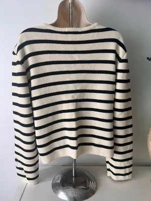 RIHOAS Cream and Black Striped Button-Front Cardigan thumbnail 2