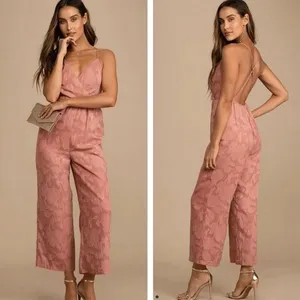 Lulus‎ Days of Beauty Rusty Rose Burnout Floral Surplice Jumpsuit Sz Small Party thumbnail 2