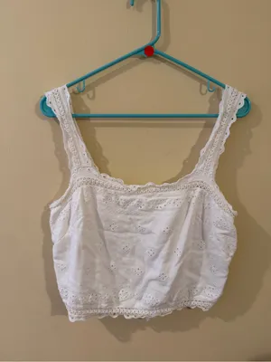 Abercrombie & Fitch White Eyelet Square-Neck Tank thumbnail 2