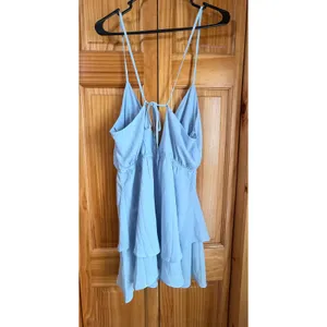 NWT Princess Polly Talking About Love Mini Dress Blue Babydoll Halter‎ Tiered 8 thumbnail 4