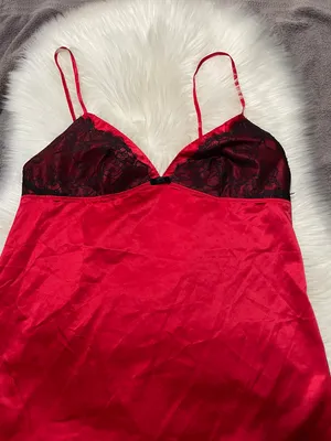 Victoria's Secret Cami Top Red w/ Black Lace thumbnail 3