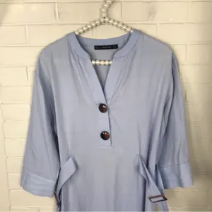Zara Basic Light Blue Casual Style Shirtdress Size S thumbnail 3