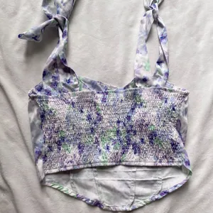 purple pastel green white floral bustier crop tank top thumbnail 6