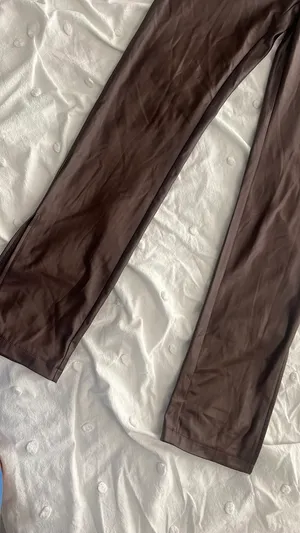 Brown straight leg leather pants Size M thumbnail 2