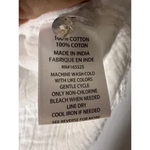 Lola River white short sleeve collar‎ button down cotton gauze medium thumbnail 4