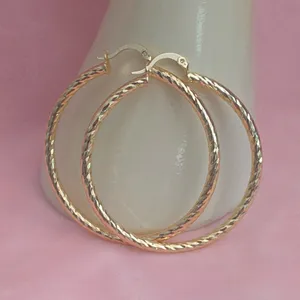 Elegant Gold Hoop Earrings 18K Gold Filled Twist Cut Hoop 50MM thumbnail 2