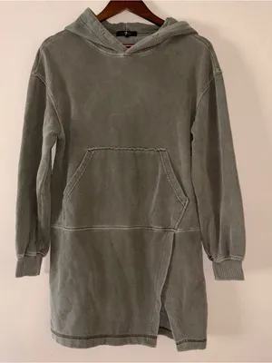 7 For All Mankind Olive Green Hoodie Sweatshirt Dress XS thumbnail 1