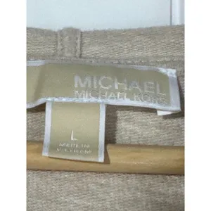 Michael Kors Hoodie Womens L Taupe Beige Full Zip Gold Logo Lightweight thumbnail 4