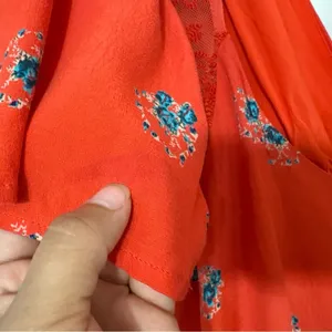 Free People Mockingbird Floral Mini Dress Coral Red Open Back Boho Size 4 thumbnail 8