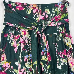 Free People FP One Floral Wide Leg Pants Green Womens Small Boho Gauze Palazzo thumbnail 5