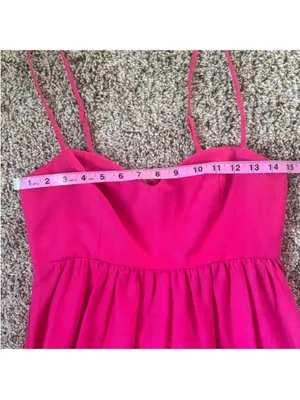Reformation 100% Linen Bright Pink Spaghetti-Strap Dress thumbnail 7
